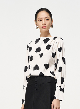 【时菲菲】商场同款春季缎面印花爱心波点衬衫N022A51154