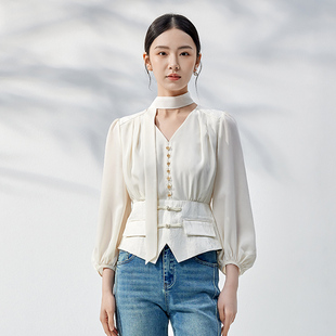 春秋新品 商场同款 拼接X型显瘦上衣N027B43562 时菲菲