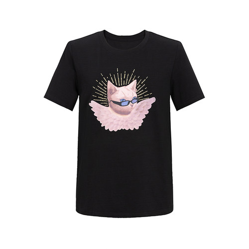 【时菲菲】商场同款夏季新品重工印花烫钻T恤N035A52737