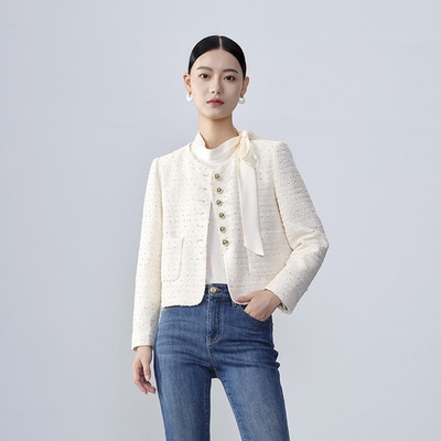 【时菲菲】商场同款春秋款金色亮片小香风外套N011A41407