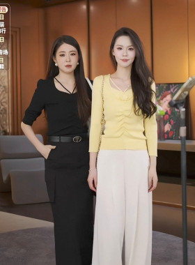 【大美唤】商场同款春秋抽褶法式优雅针织衫NDY3A41226