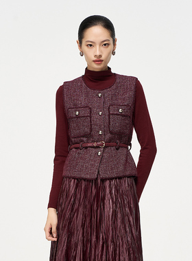 【时菲菲】商场同款春季新品双色薄呢经典圆领马甲N011A51589