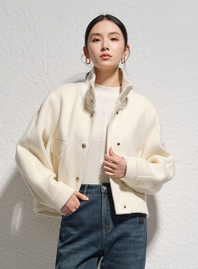 【天天yoko】商场同款冬季100%绵羊毛:立领外套N0810B44785