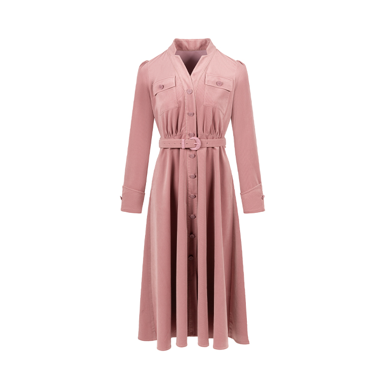 【时菲菲】商场同款冬季收腰伞摆褶皱连衣裙N1910A44539