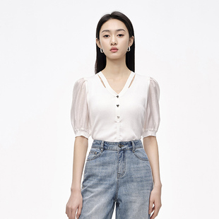 夏新品 时菲菲 商场同款 拼接针织上衣NDY5A42182 季