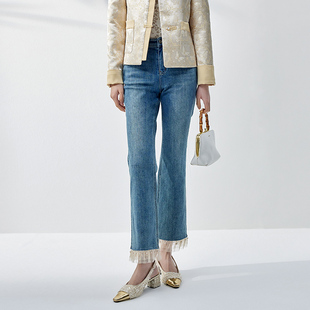 时菲菲 拼接牛仔喇叭裤 商场同款 新品 N137B43681 秋季