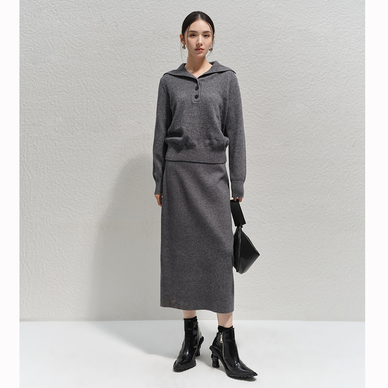 【时菲菲】商场同款冬季时尚翻领毛衣套装N2011B44416