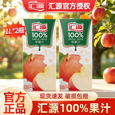 汇源100%果汁1L*2盒装橙汁桃苹果汁柠檬纯果汁饮料品果饮批发特价