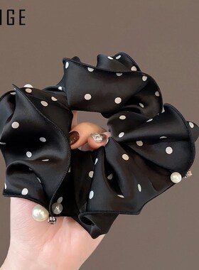 发绳女2024新款高级感荷叶边圆点珍珠K大肠发圈高弹力扎头发头绳