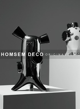 现代创意异形机器人陶瓷抽象摆件样板间J客厅电视柜玄关桌面装饰