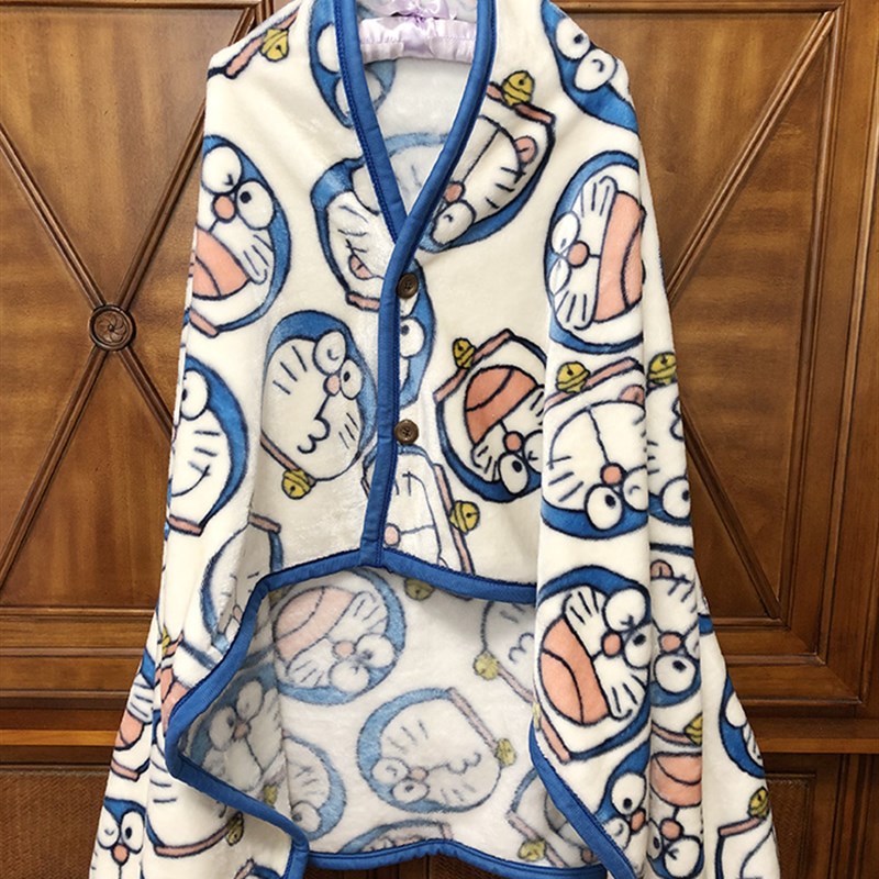 微瑕日式卡通懒人披肩毯斗篷毛毯办F公室午睡女宿舍学生披风毯子