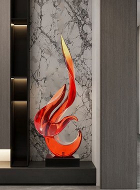 样板房新款透明树脂摆件装饰酒店大堂客H厅会所玄关抽象雕塑艺术