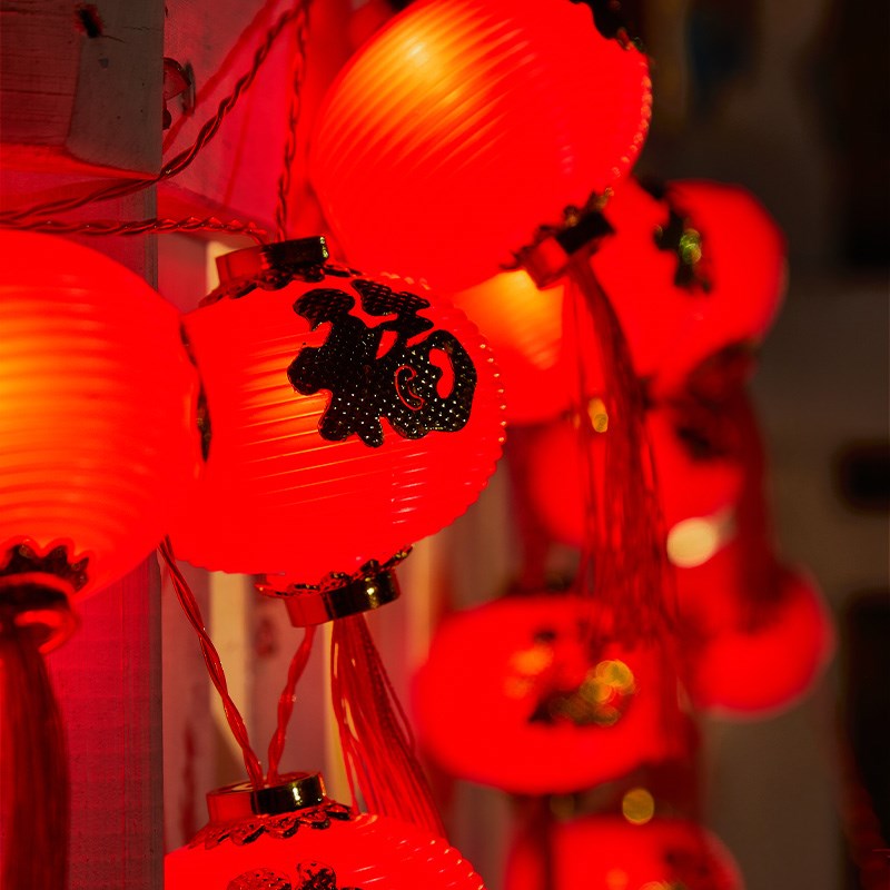 新款太阳能红灯笼串灯户外庭院小夜灯防水家N用阳台春节装饰彩灯