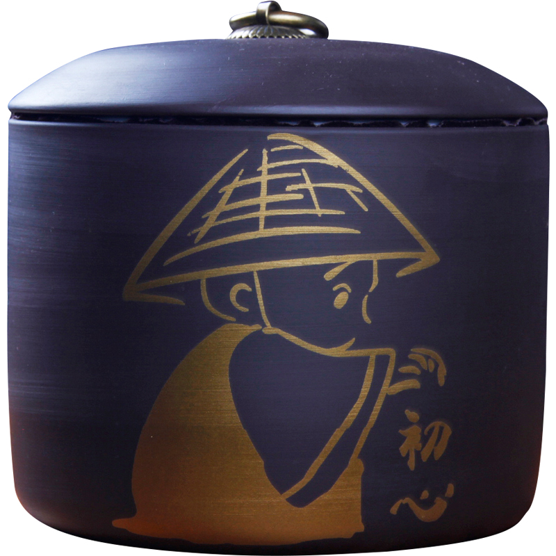 紫砂茶叶罐大号半斤装密封茶罐陶B瓷普洱存储罐空罐醒存定制logo