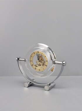 欧式轻奢水晶机械钟表创意摆件客B厅卧室玄关桌面样板房家居装饰