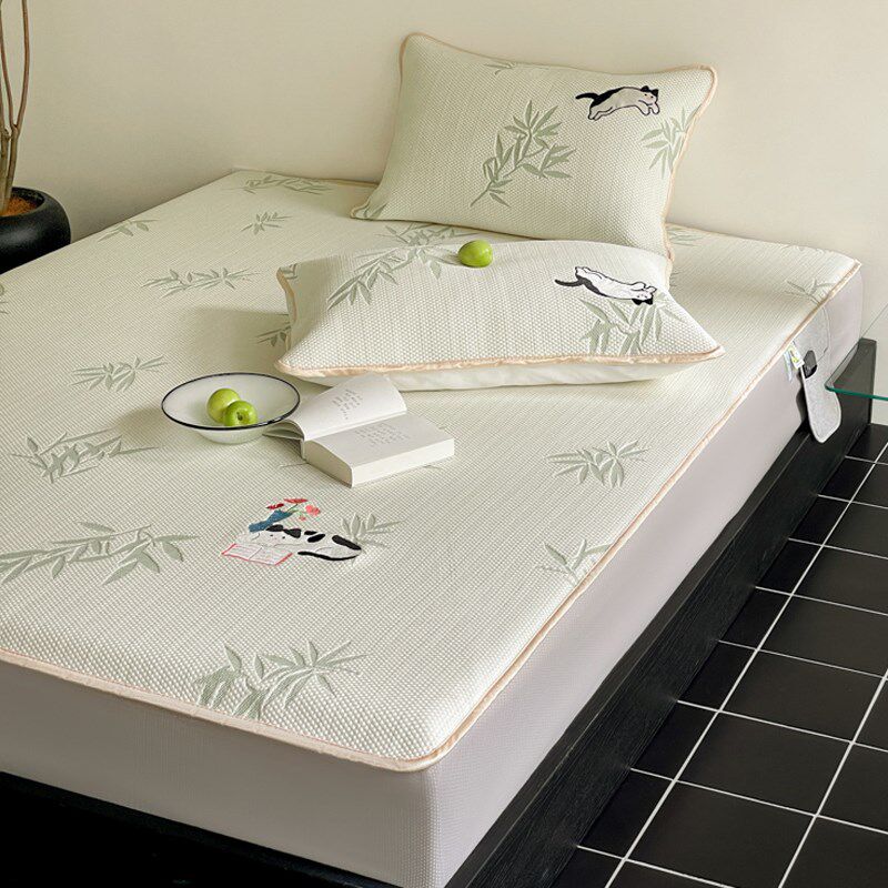 3D按摩冰豆豆床笠款凉席三件套夏季裸睡凉感空调软席冰丝养生席子