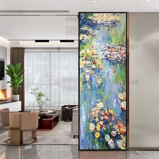 别墅手绘纯掐丝珐琅彩法式轻奢艺术玻璃卧室客厅屏风隔断入户玄关