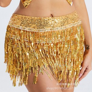 亮片裙流苏裙拉丁舞裙舞台ds演出服K女亮片流苏短裙表演服