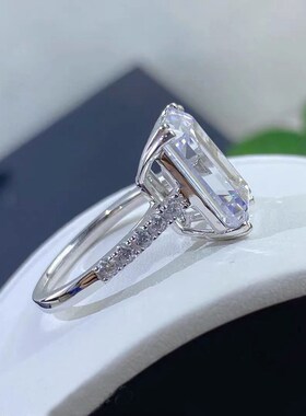 珠宝 2023新款S925银y高碳钻长方形10*14mm欧美风时尚百搭女