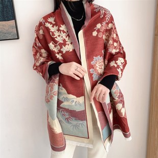 刘亦菲热卖 围脖披肩外搭高档仿羊绒淑女Vins针织保暖 长围巾女冬款