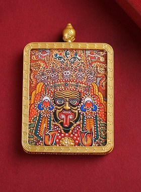 唐卡吊坠扎基拉姆五爷绿度母藏式唐卡方形金色吊坠多种.图案可选