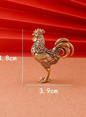 实心黄铜大公鸡摆件生财公鸡小母鸡家居客厅茶宠装饰铜工艺品摆件