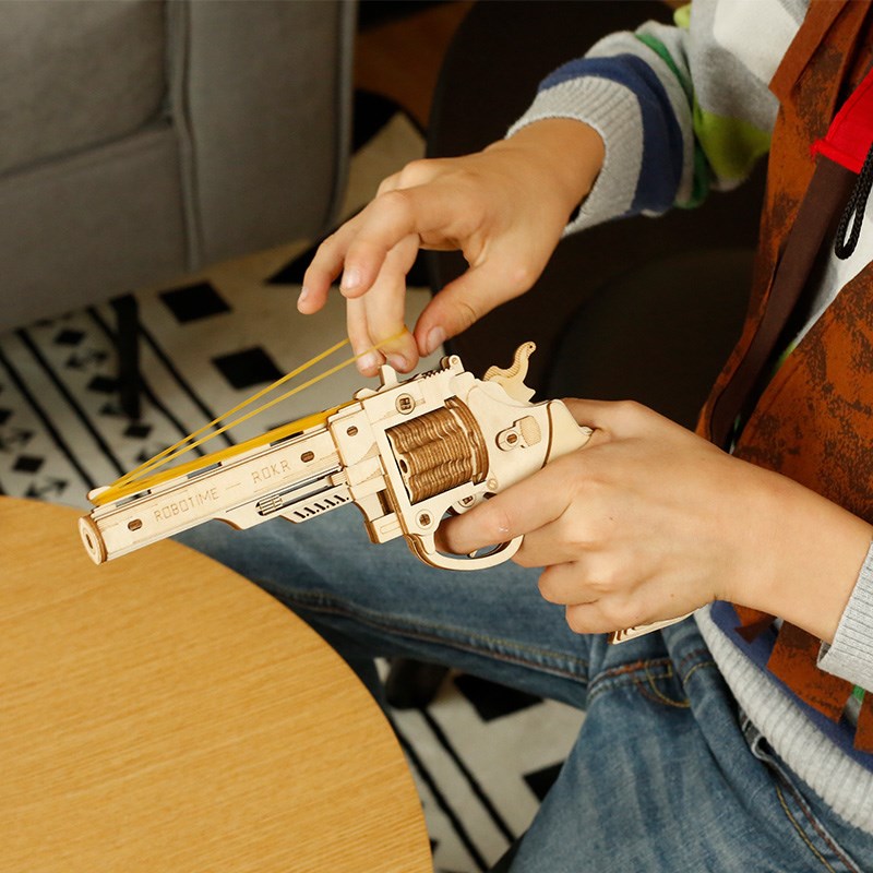 若态若客皮筋枪diy木质3d立体拼装模型玩具积木拼图男孩创意礼物