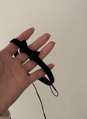 仙气黑色植绒蝴蝶结绑带项链细版无扣丝绒颈链可随意凹造型锁骨链