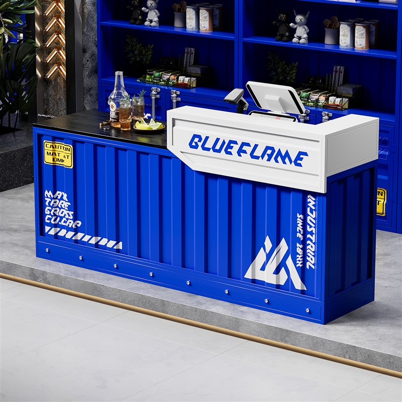 吧台收银台奶茶店咖啡厅商用餐饮店铺体育馆工业风铁艺前台接待台