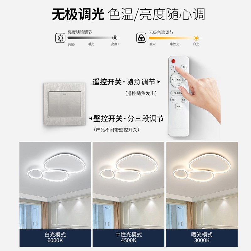 鹅卵石客厅主灯2025新款现代简约大气高级感大厅大灯全屋吸顶灯具