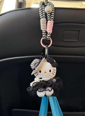 卡通kitty车载挂钩赫本风玩偶汽车后排座椅车挂车内饰女神置物架