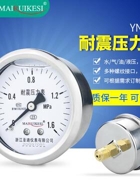 轴向耐震压力表YN60Z 面板式背接螺纹M14*1.5 1/4油压水压气压表