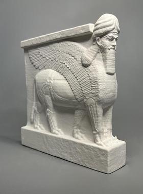 伊拉克亚述文化人首翼牛像石膏雕塑装饰居家生日送礼品创意摆件