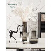 HERMOSO 现代Glass Vase灰色玻璃花瓶摆件客厅插花干花酒柜样板间