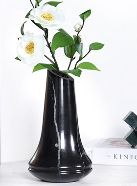 现代简约大理f石花瓶创意家居客厅茶几电视柜桌面软装饰品摆件花