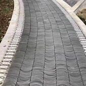 仿古瓦片装 饰花园围边围挡拦小青瓦拼花铺地立瓦挡土收边椭半圆瓦