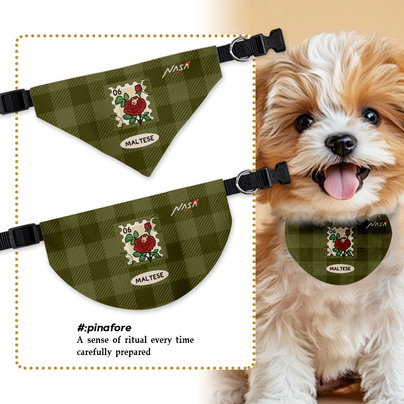 NASA联名线条小狗邮票宠物口水巾