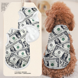 钞票美元美金欧元英镑个性恶搞宠物背心狗狗猫咪衣服大中小防掉毛