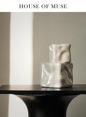 缪斯家《珍珠彩》手工陶瓷异形冰块创意摆件书房家居艺术装饰品