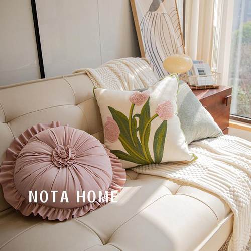 法式轻奢抱枕高级感靠枕欧式靠垫花朵枕套女生睡觉靠枕可爱田园风