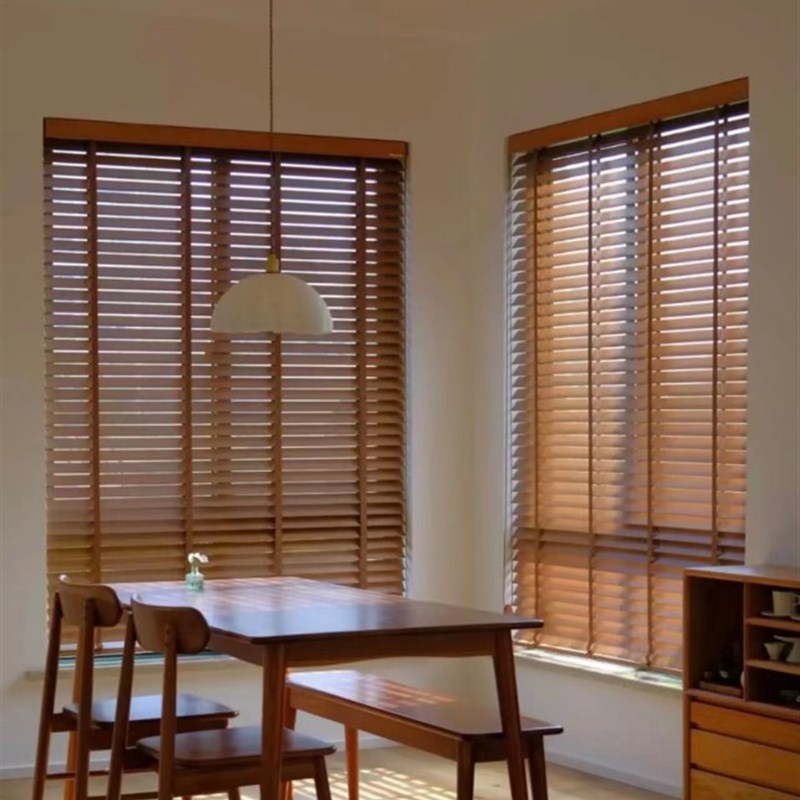 百叶窗帘实木百叶办公室客厅阳z台书房升降电动遮光遮阳日式百叶
