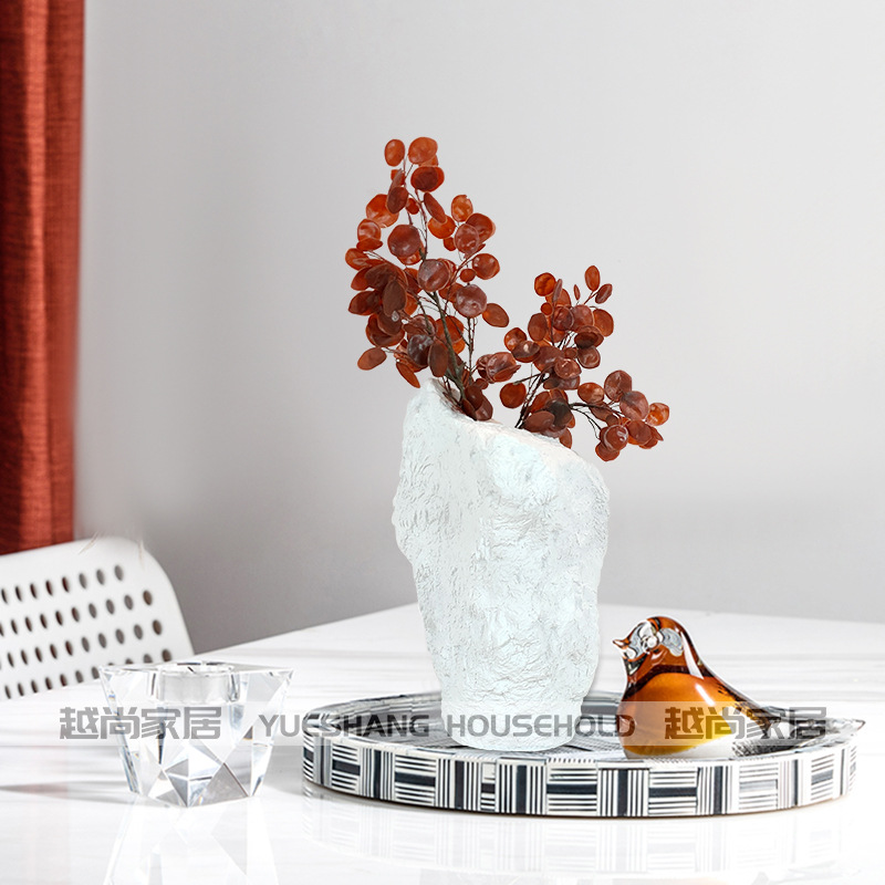 新中式大理石花器摆件现代新房客厅装饰品办N公室样板房创意小摆
