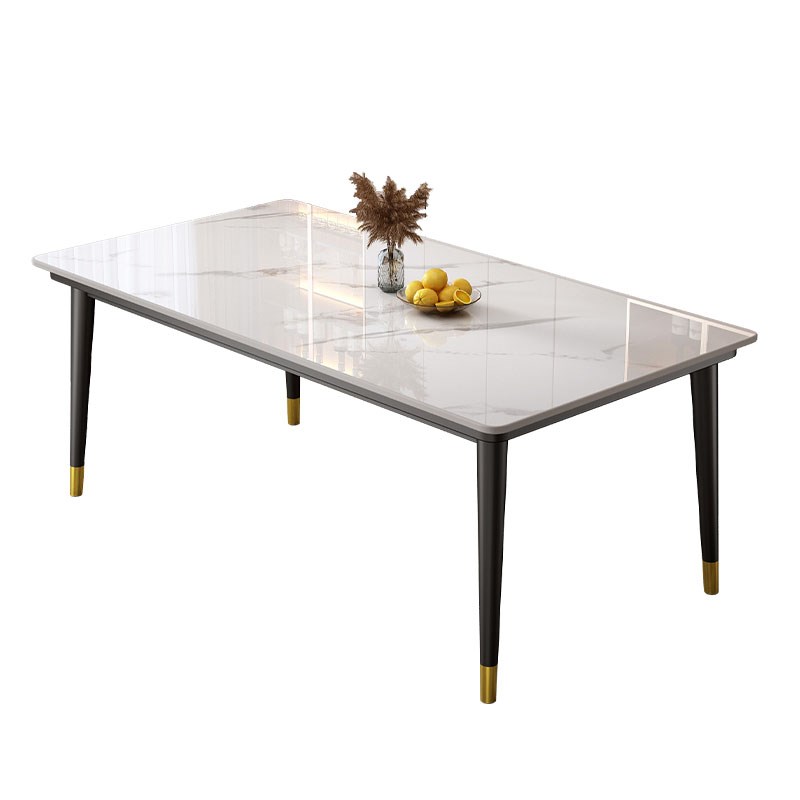 岩板餐桌客厅家用小户型现代简约轻奢餐厅饭桌子长方形餐桌椅组合