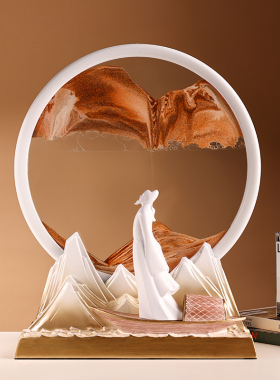 流沙画沙漏摆件家居客厅酒柜办公室桌面装饰品摆件领导高档轻奢