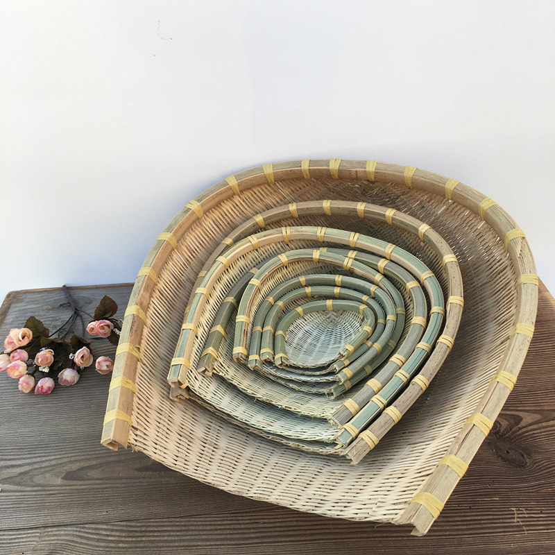 竹编筲箕簸箕箩筐竹制品淘米洗菜沥水晾晒收纳篮子火锅店饭店家用