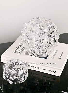 轻奢透明现代圆球桌面摆件样板间水母书房电视柜饰品餐桌软装摆设