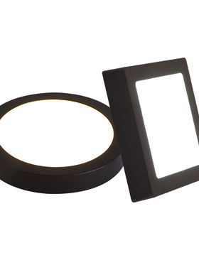 led黑色明装筒灯天花超薄面板灯圆方形过道阳飘窗卫吸顶灯6W12W18