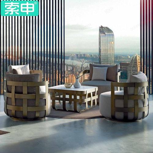 户外沙发防水防晒庭院铝合金庭院别墅家具阳台办公接待洽谈休闲椅