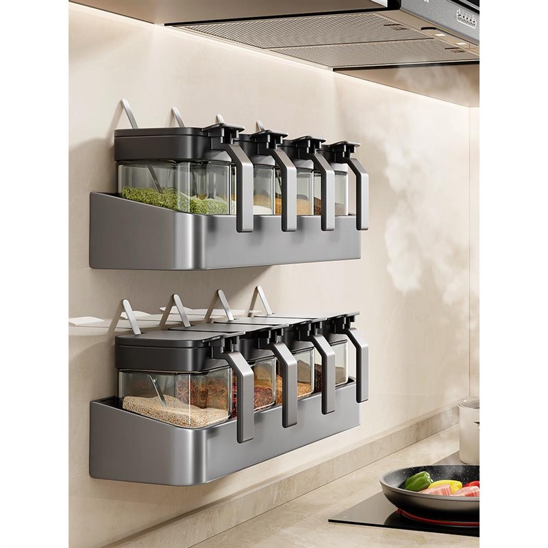 调罐置料物架组合套架装佐料调味罐瓶收纳家用厨辣房挂椒壁粉盐罐