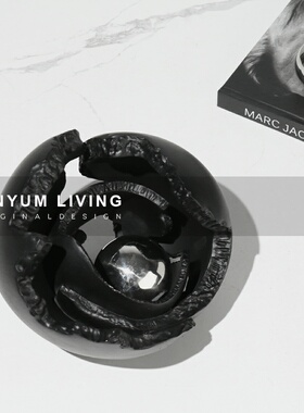 简约现代黑色创意几何p家居软装饰品样板房间电视柜茶几桌面摆件